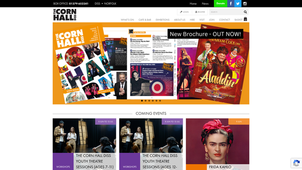 Screenshot of the The Diss Corn Hall Trust website