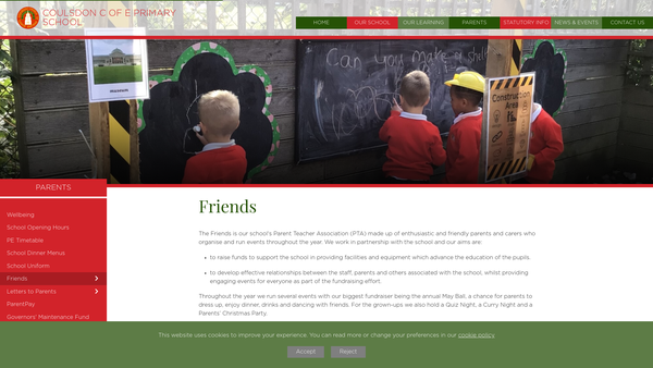 Screenshot of the Friends Of Coulsdon Cofe School website