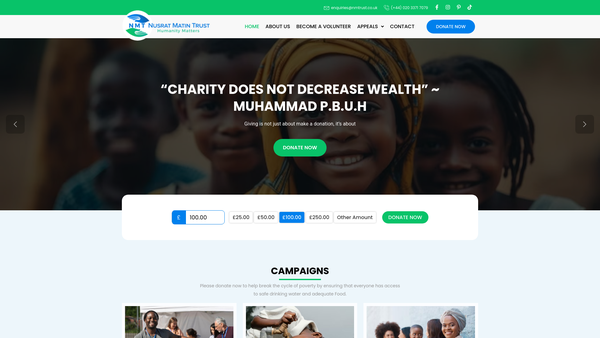 Screenshot of the Nusrat Matin Trust website