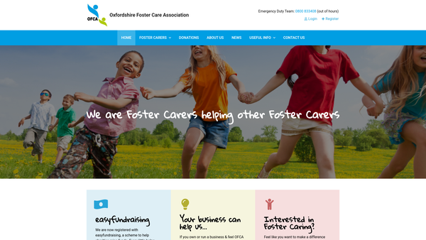 Screenshot of the Oxfordshire Foster Care Association website
