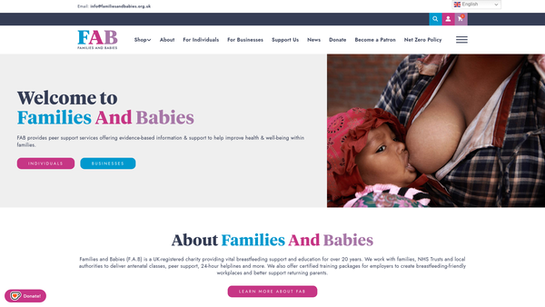 Screenshot of the Families And Babies (Fab) website
