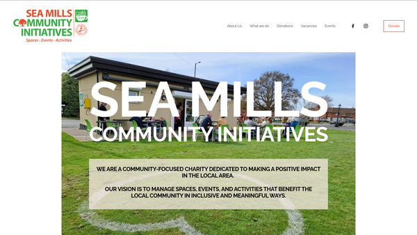 Screenshot of the Sea Mills Community Initiatives website