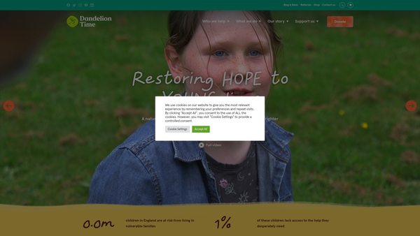 Screenshot of the Dandelion Time website