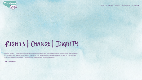 Screenshot of the Children Unite website