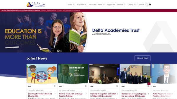 Screenshot of the Delta Academies Charitable Trust website