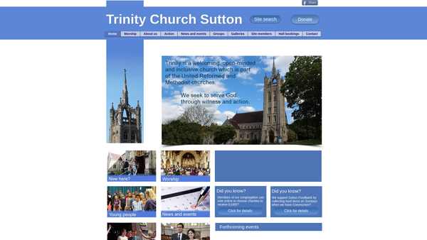 Screenshot of the Trinity Church, Sutton website
