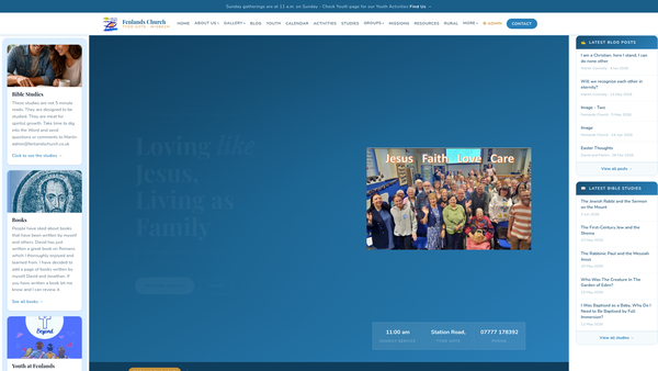 Screenshot of the Fenlands Church website