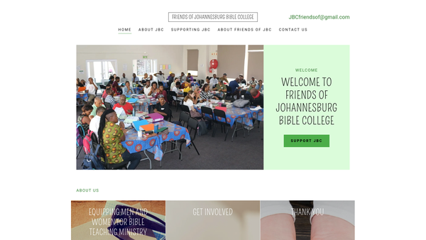 Screenshot of the Friends Of Johannesburg Bible College website