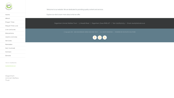 Screenshot of the Dagenham Ummah Welfare Trust website