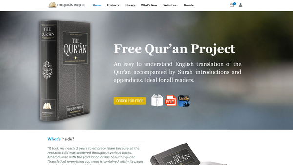 Screenshot of the The Quran Project website