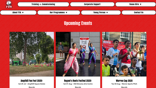 Screenshot of the Fitzrovia Youth In Action website