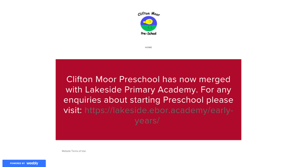 Screenshot of the Clifton Moor Pre-School website