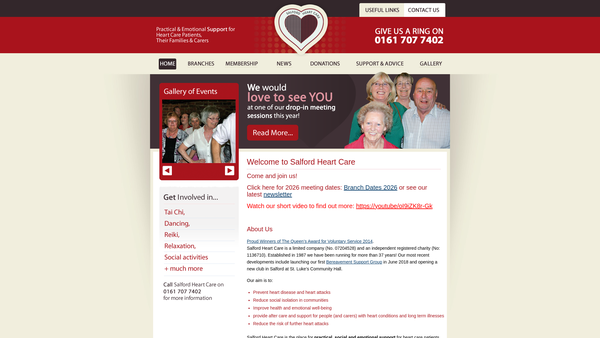Screenshot of the Salford Heart Care website