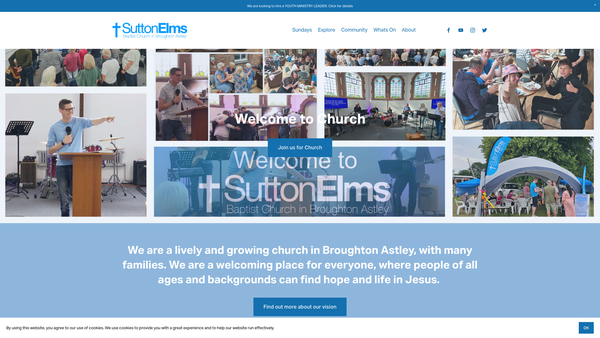 Screenshot of the Sutton In The Elms Baptist Church website
