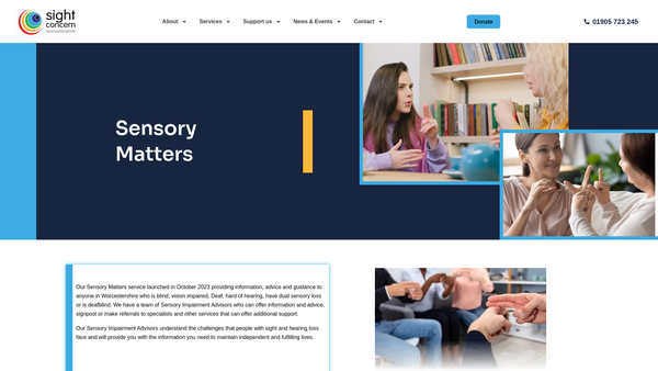 Screenshot of the Worcestershire Association For The Blind website