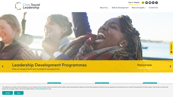Screenshot of the The Clore Social Leadership Programme website