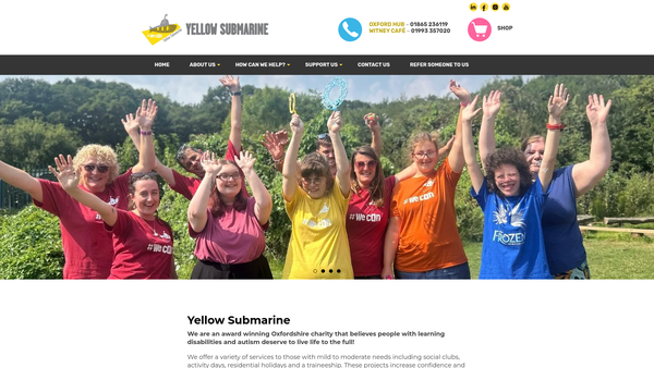 Screenshot of the Yellow Submarine Holidays website