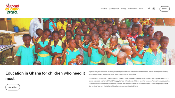Screenshot of the Saltpond Education Project website
