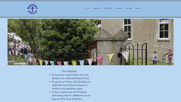 Screenshot of the Bearfield Church website