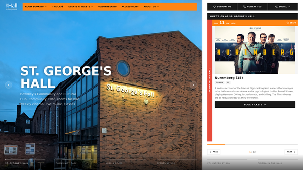 Screenshot of the St George's Hall Bewdley website