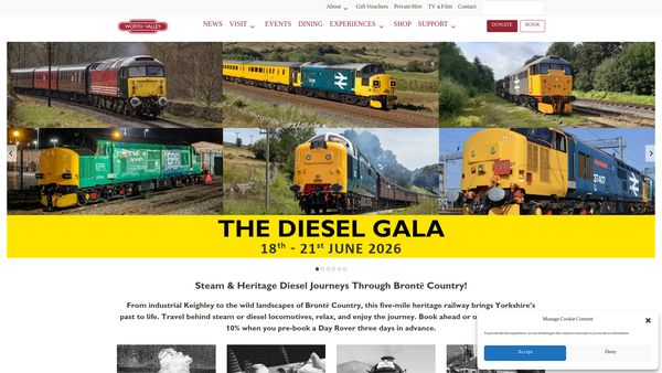 Screenshot of the Keighley & Worth Valley Railway Preservation Society Limited website