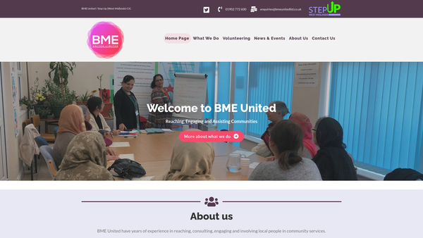 Screenshot of the Bme United Limited website