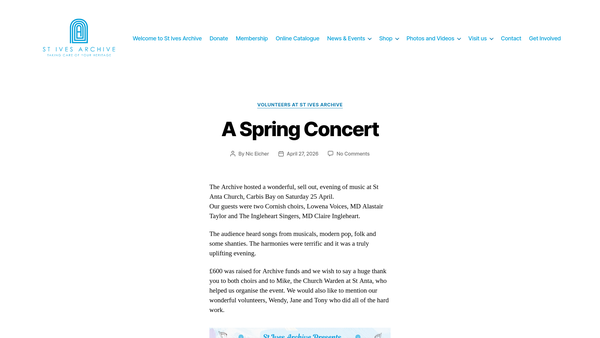 Screenshot of the St Ives Archive website