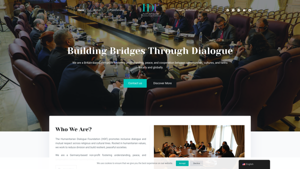 Screenshot of the The Humanitarian Dialogue Foundation Limited website