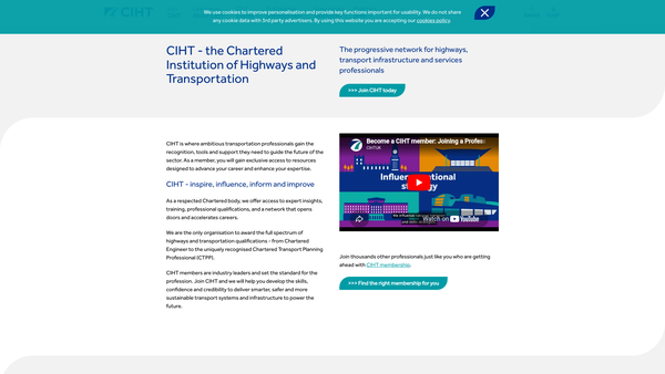Screenshot of the The Chartered Institution Of Highways And Transportation website