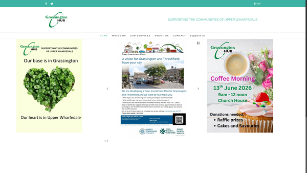 Screenshot of the Grassington Hub website