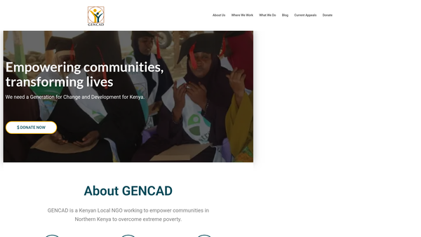 Screenshot of the Generation For Change And Development website