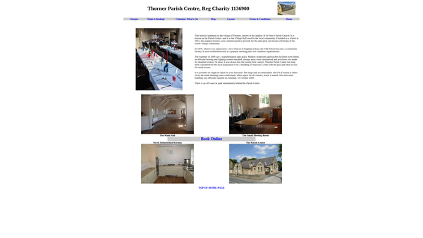 Screenshot of the Thorner Parish Centre website
