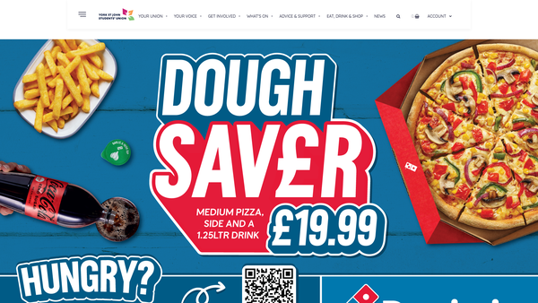 Screenshot of the York St John Students' Union website