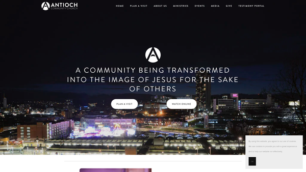 Screenshot of the Antioch Community Church website