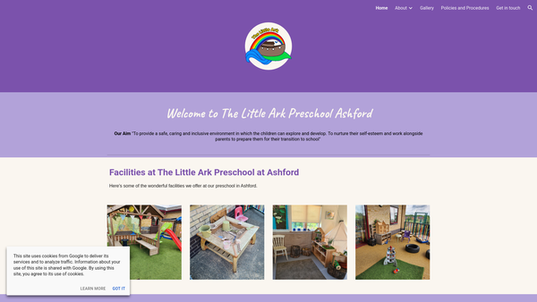 Screenshot of the The Little Ark Pre-School website