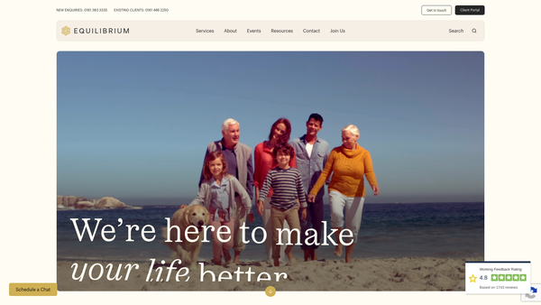 Screenshot of the The Equilibrium Foundation website