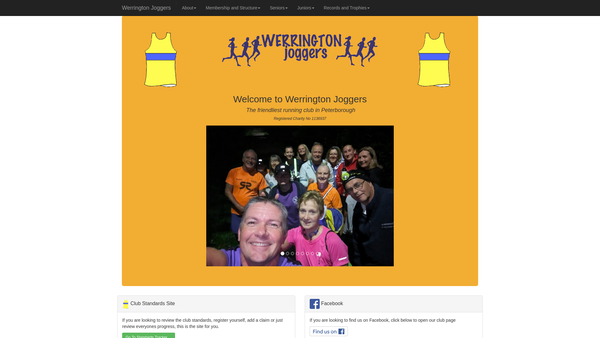 Screenshot of the Werrington Joggers website