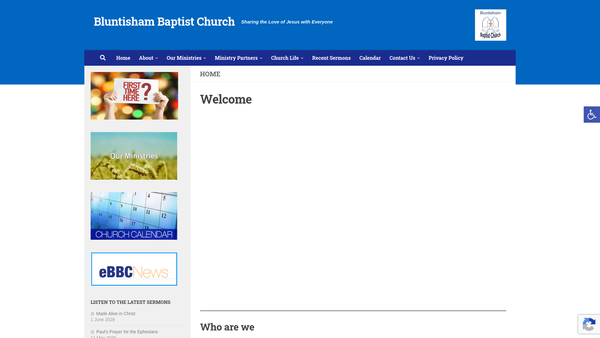 Screenshot of the Bluntisham Baptist Church website