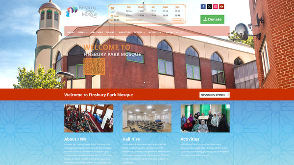 Screenshot of the Finsbury Park Mosque website