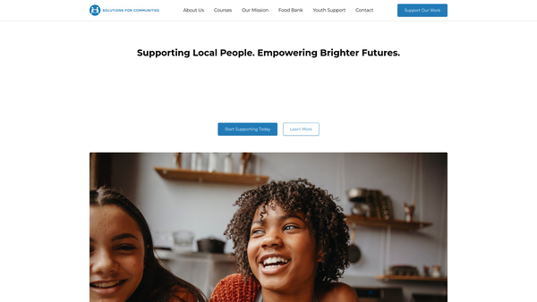 Screenshot of the Solutions For Communities website
