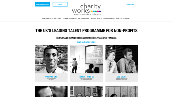 Screenshot of the Charityworks website