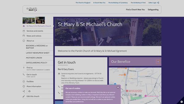 Screenshot of the The Parochial Church Council Of The Ecclesiastical Parish Of St Mary & St Michael's, Egremont website