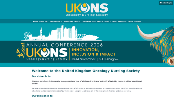 Screenshot of the The UK Oncology Nursing Society website