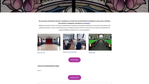 Screenshot of the Walkley Community Centre website
