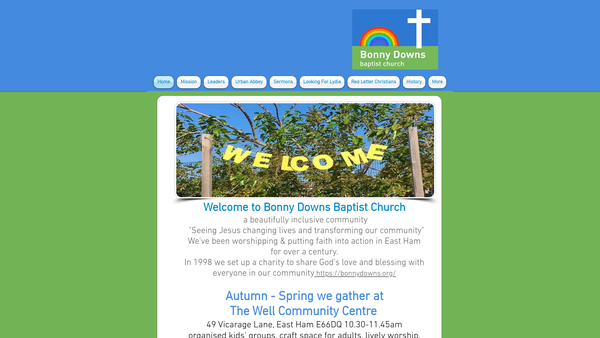 Screenshot of the Bonny Downs Baptist Church [Newham London] website