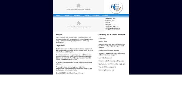 Screenshot of the North Bolton Support Group website
