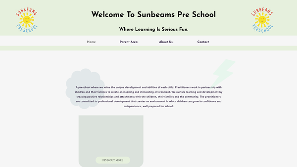 Screenshot of the Sunbeams Pre-School (Radford Semele) website