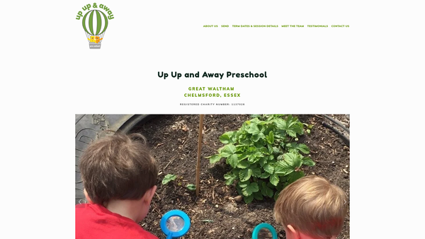 Screenshot of the Up Up And Away Pre School Great Waltham website