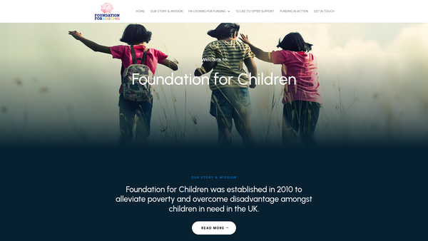 Screenshot of the Foundation for Children website