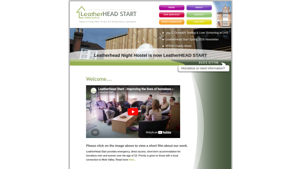 Screenshot of the Leatherhead Start website